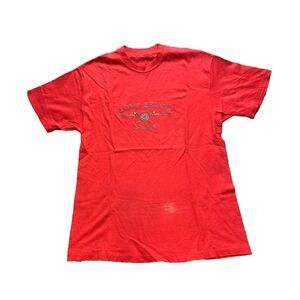 Vintage Long Beach Island Shirt Womens Extra Large Red Embroidered Single Stitch